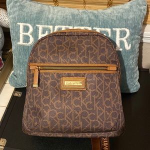 Calvin Klein Logo Backpack New Without Tags Brown and Gold